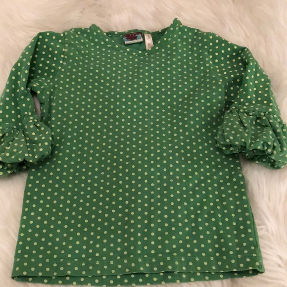 MATILDA JANE SHIRT POLK A DOT GREEN GOOD COND SZ 2